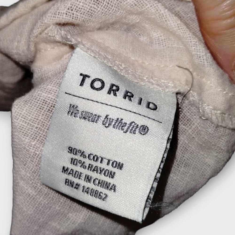 Torrid Womens Vest Top Sz 8 Linen Cargo‎ Waist Tie Natural Pale Pink Pockets - Picture 8 of 11